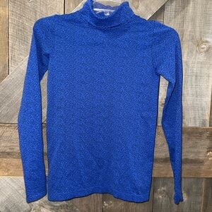 Athleta Royal Blue Patterned Long Sleeve Turtleneck, women’s size small